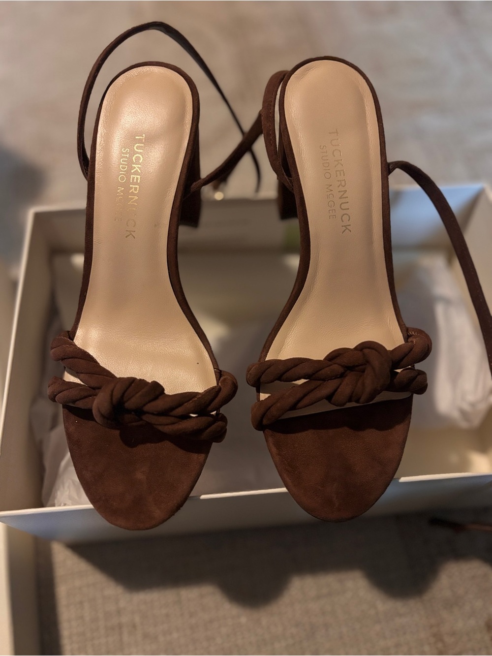 Tuckernuck x Studio McGee Brown Suede Wren Block Heels - Size 6